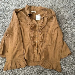 Free People We the Free Savannah Ruffle Buttondown